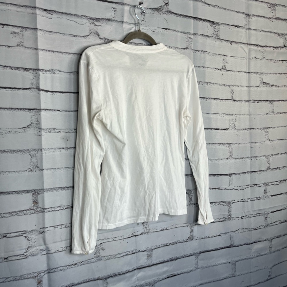 Vintage Lauren Jeans Co Ralph Lauren White Cotton Ruffle Half-Button Blouse L - Picture 10 of 14